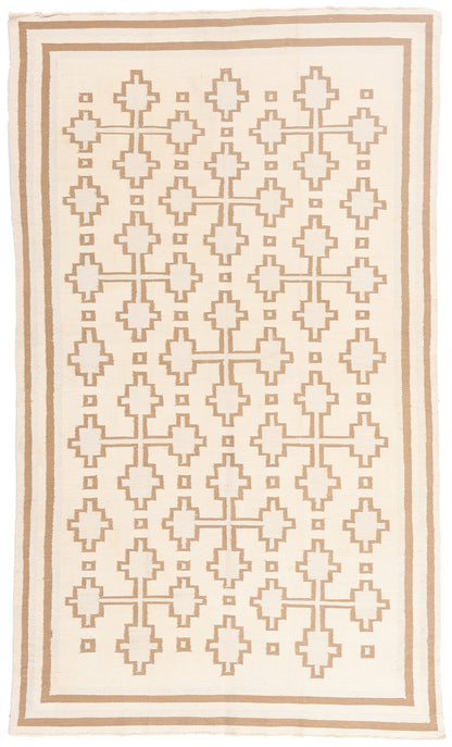 5 x 8 - Ivory Vintage Dhurrie Rug - 79598