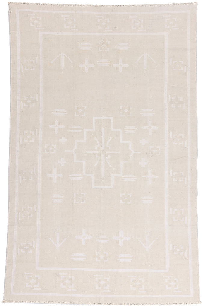6 x 9 - Beige Vintage Dhurrie Rug - 79600