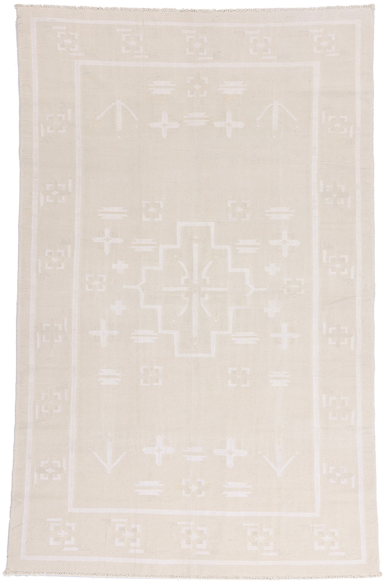 6 x 9 - Beige Vintage Dhurrie Rug - 79600