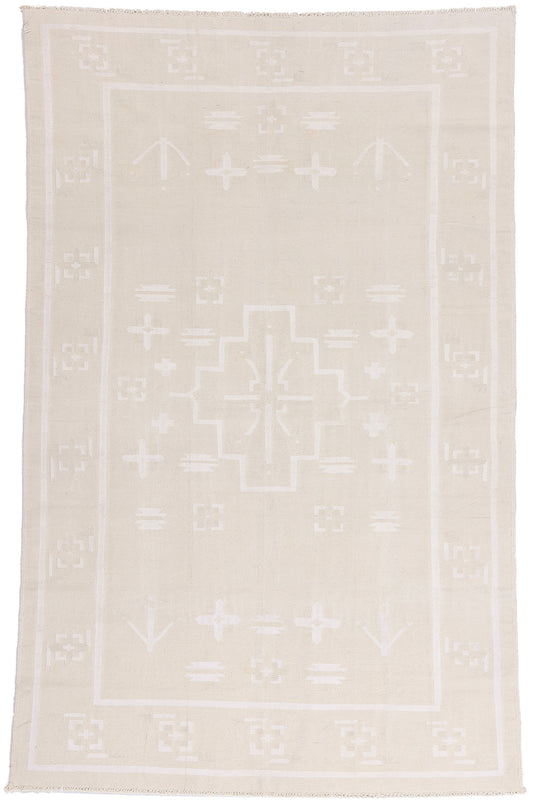 6 x 9 - Beige Vintage Dhurrie Rug - 79600