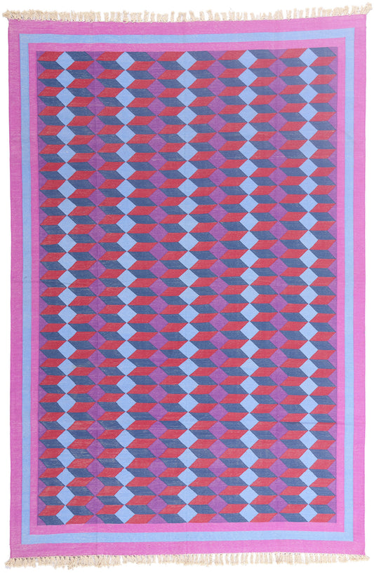 6 x 9 - Multicolor Vintage Dhurrie Rug - 79607