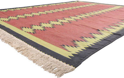 10 x 13 - Red Vintage Dhurrie Rug - 79608