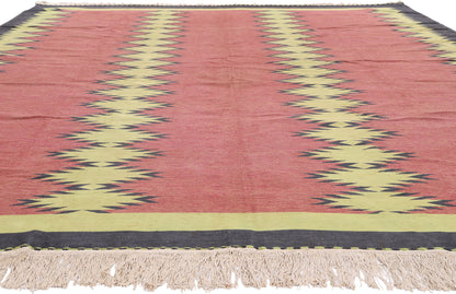 10 x 13 - Red Vintage Dhurrie Rug - 79608