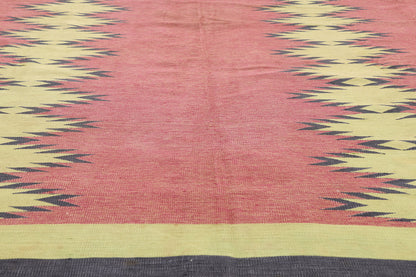 10 x 13 - Red Vintage Dhurrie Rug - 79608