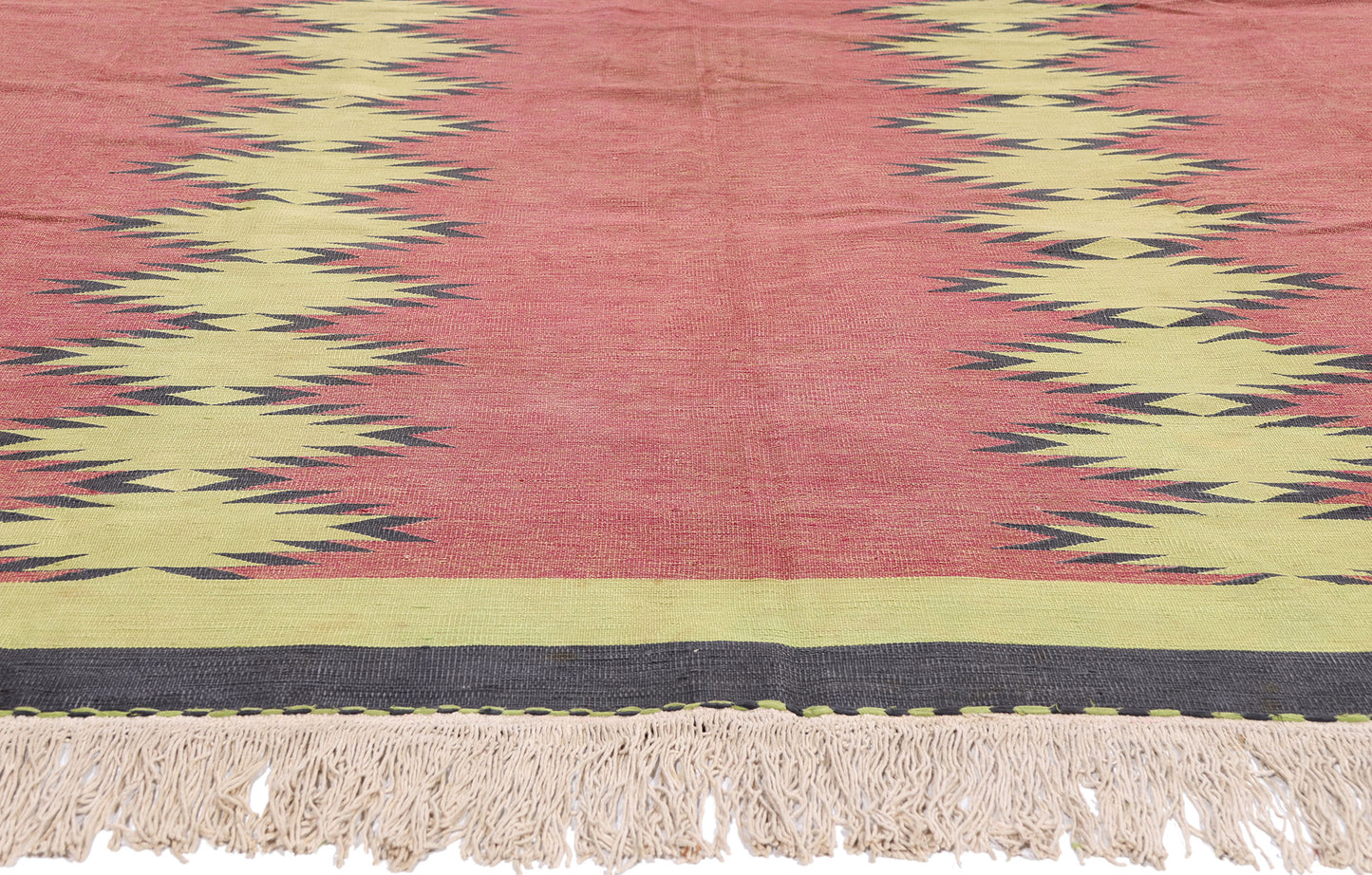 10 x 13 - Red Vintage Dhurrie Rug - 79608