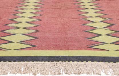 10 x 13 - Red Vintage Dhurrie Rug - 79608