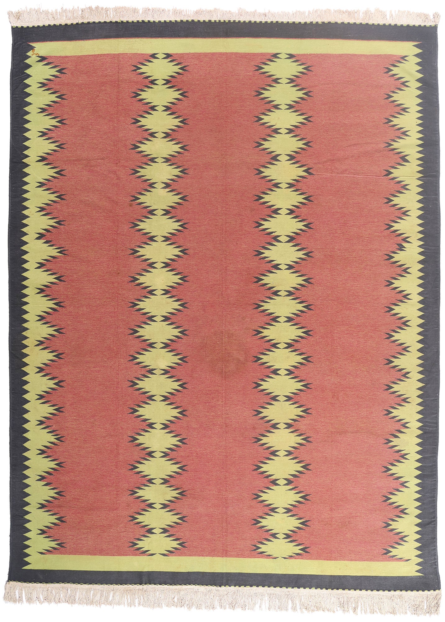 10 x 13 - Red Vintage Dhurrie Rug - 79608