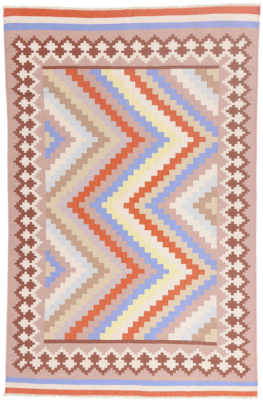 6 x 9 - Multicolor Vintage Dhurrie Rug - 79610