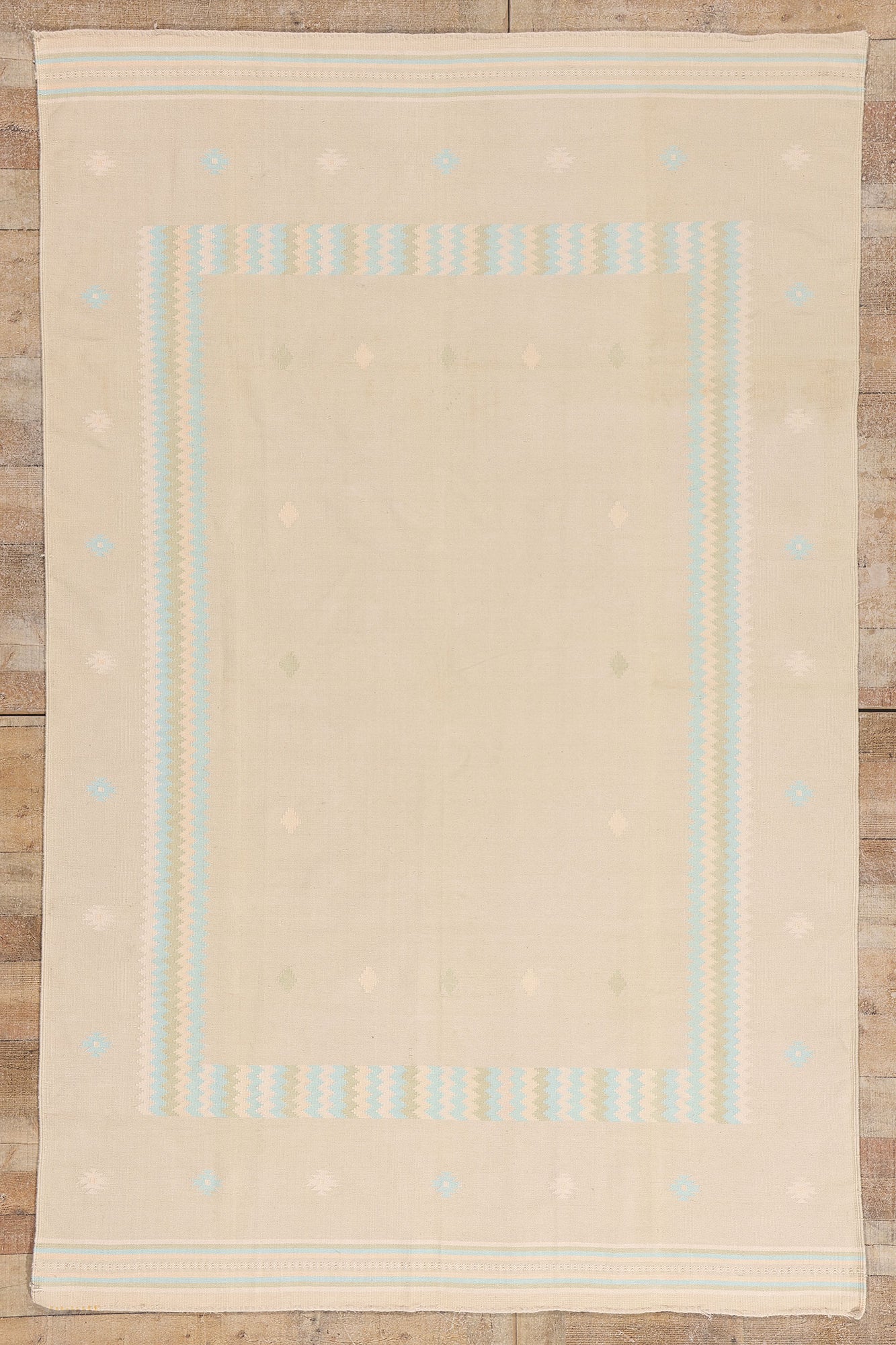 6 x 9 - Beige Vintage Dhurrie Rug - 79612
