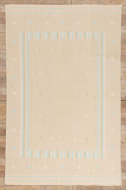 6 x 9 - Beige Vintage Dhurrie Rug - 79612