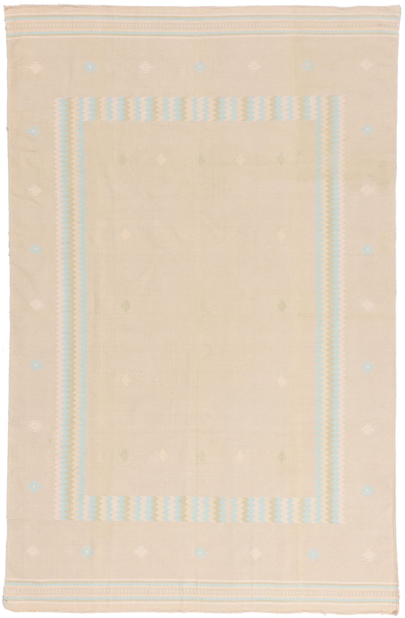 6 x 9 - Beige Vintage Dhurrie Rug - 79612