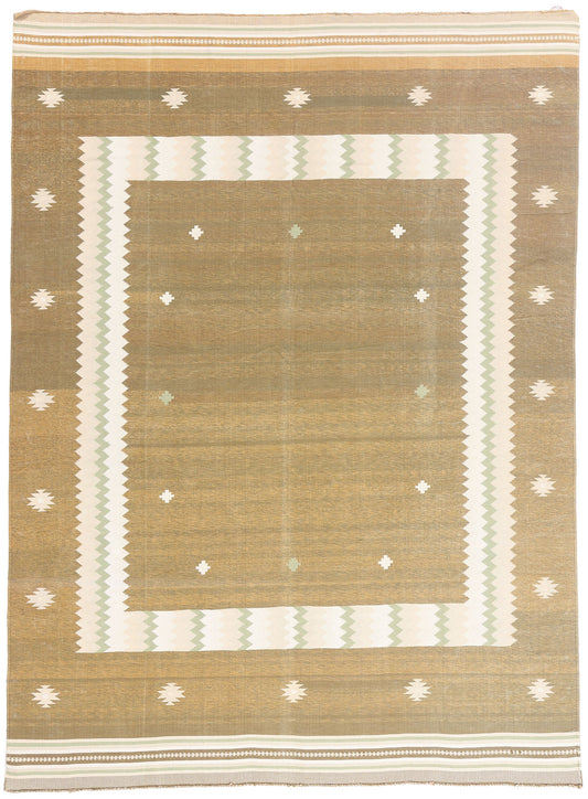 7 x 10 - Tan Vintage Dhurrie Rug - 79613