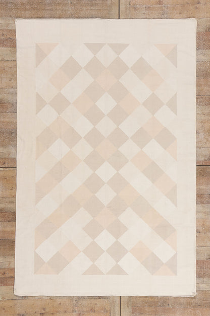 6 x 9 - Beige Vintage Dhurrie Rug - 79617