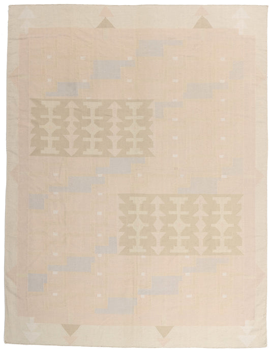 9 x 12 - Beige Vintage Dhurrie Rug - 79624