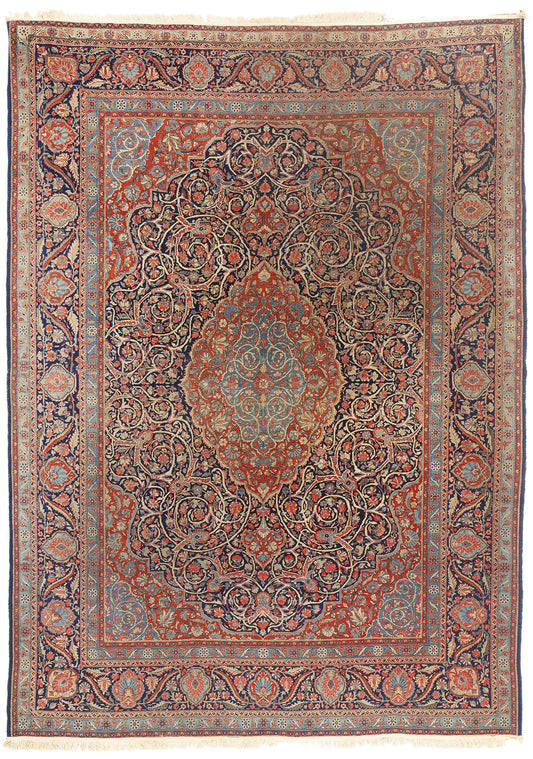 9 x 12 - Navy Blue Antique Persian Tabriz Rug - 79633