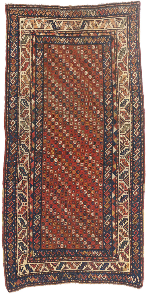 4 x 9 - Red Antique Caucasian Kazak Rug - 79634