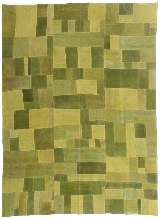 7 x 10 - Green Vintage Turkish Patchwork Rug - 79635