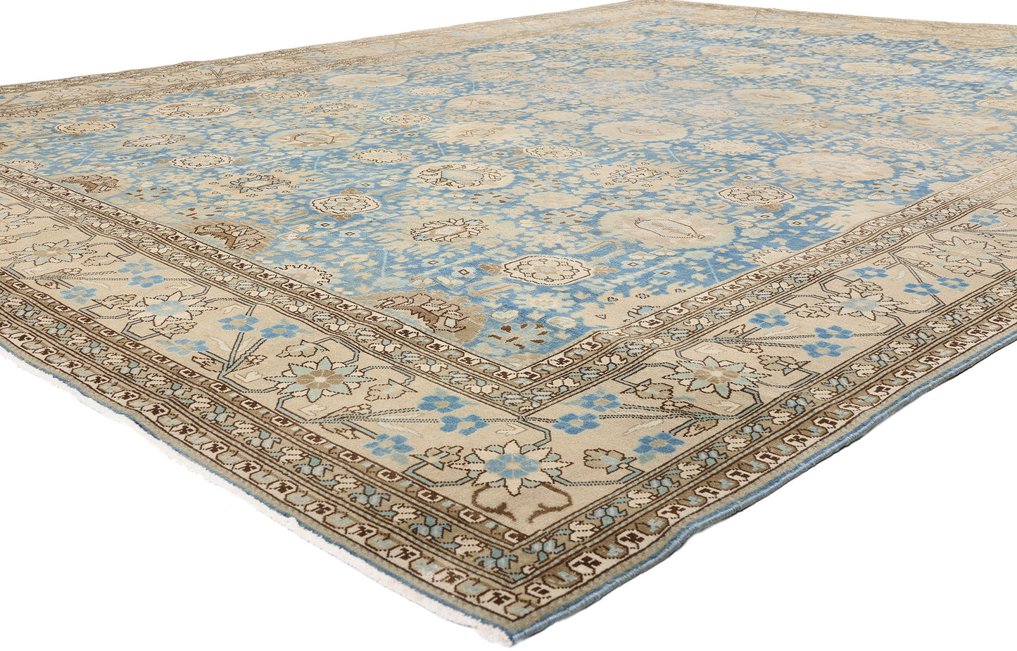 9 x 12 - Blue Antique Persian Tabriz Rug - 79644