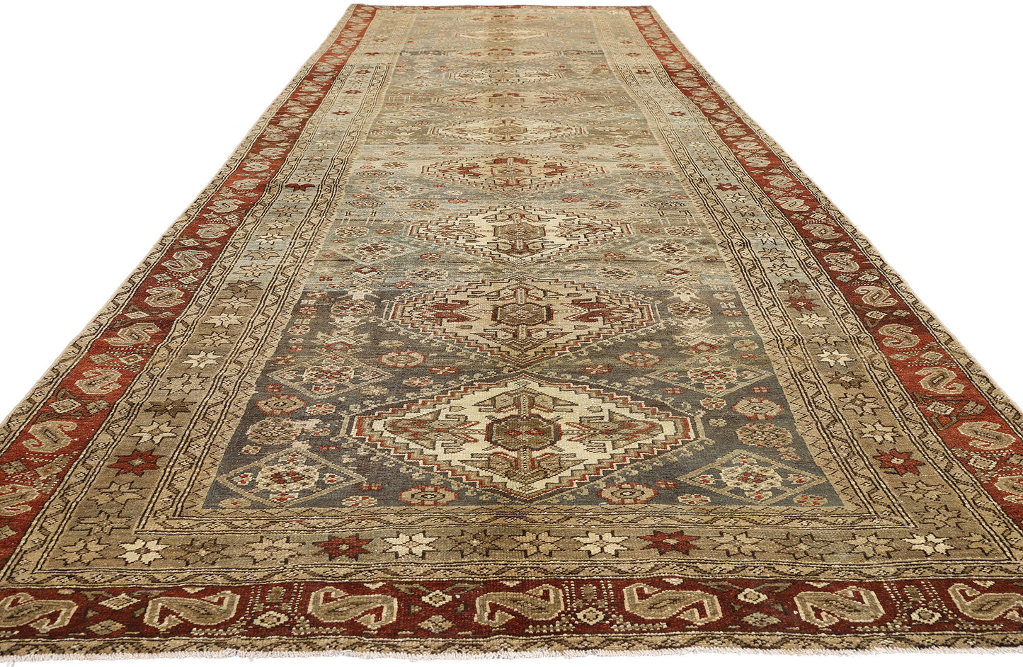 5 x 17 - Taupe Antique Persian Malayer Rug - 79648