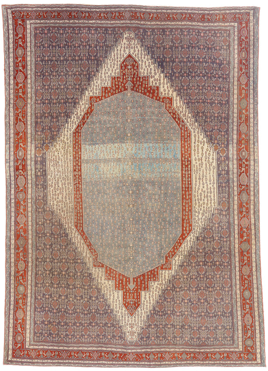6 x 9 - Blue Antique Persian Senneh Rug - 79650