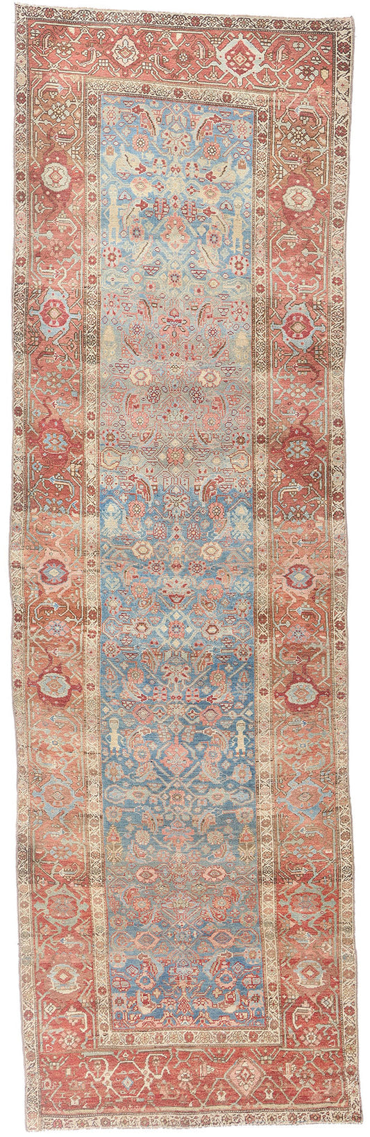 4 x 14 - Blue Antique Persian Bijar Rug - 79652
