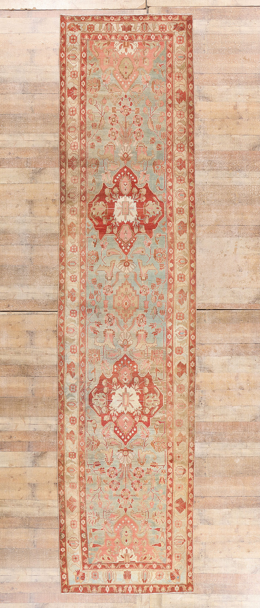4 x 15 - Light Blue Antique Persian Malayer Rug - 79654