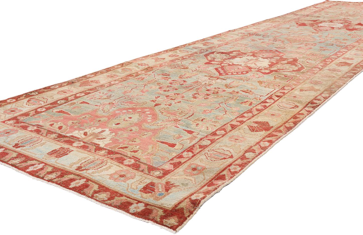 4 x 15 - Light Blue Antique Persian Malayer Rug - 79654