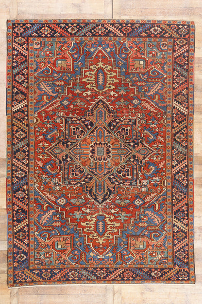 8 x 11 - Red Antique Persian Heriz Rug - 79663