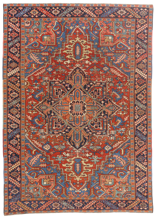 8 x 11 - Red Antique Persian Heriz Rug - 79663