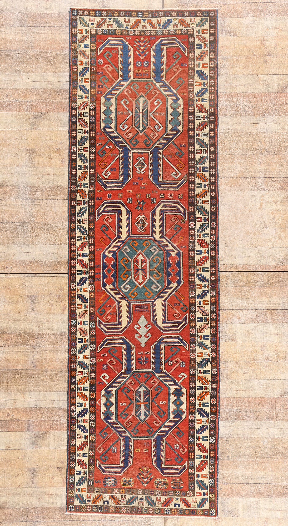 4 x 12 - Red Antique Persian Heriz Rug - 79664