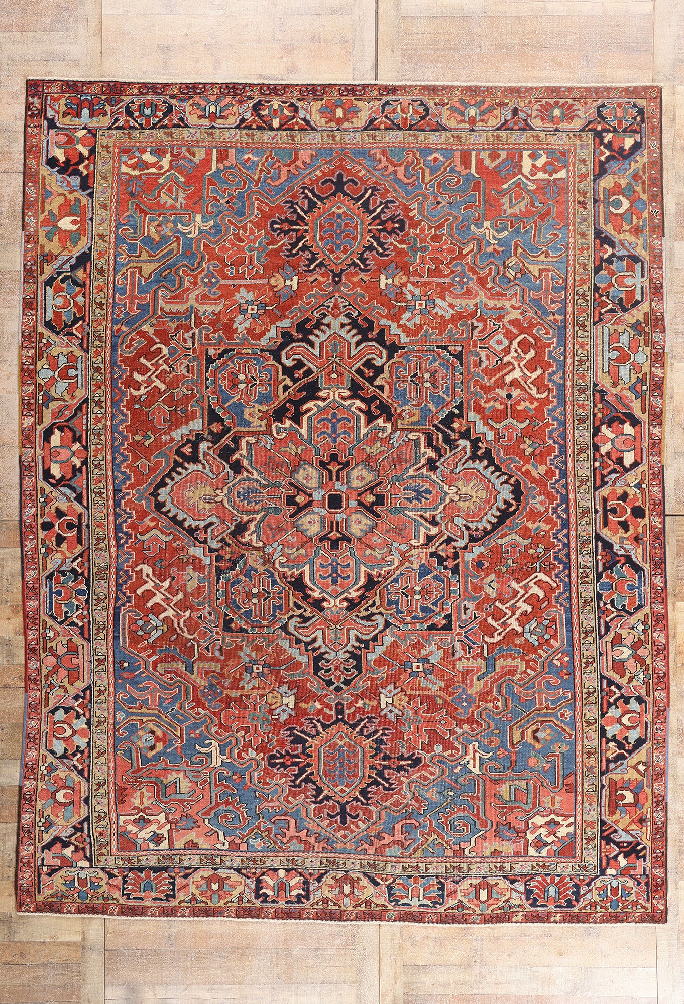 9 x 12 - Red Antique Persian Heriz Rug - 79665