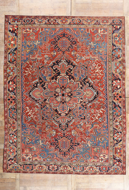 9 x 12 - Red Antique Persian Heriz Rug - 79665