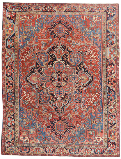 9 x 12 - Red Antique Persian Heriz Rug - 79665