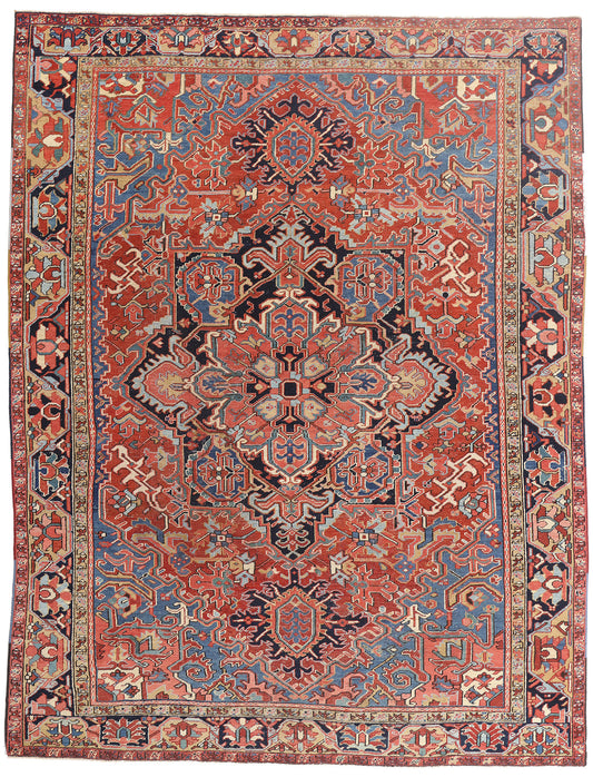 9 x 12 - Red Antique Persian Heriz Rug - 79665