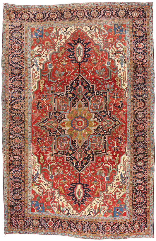 12 x 18 - Red Antique Persian Serapi Rug - 79677