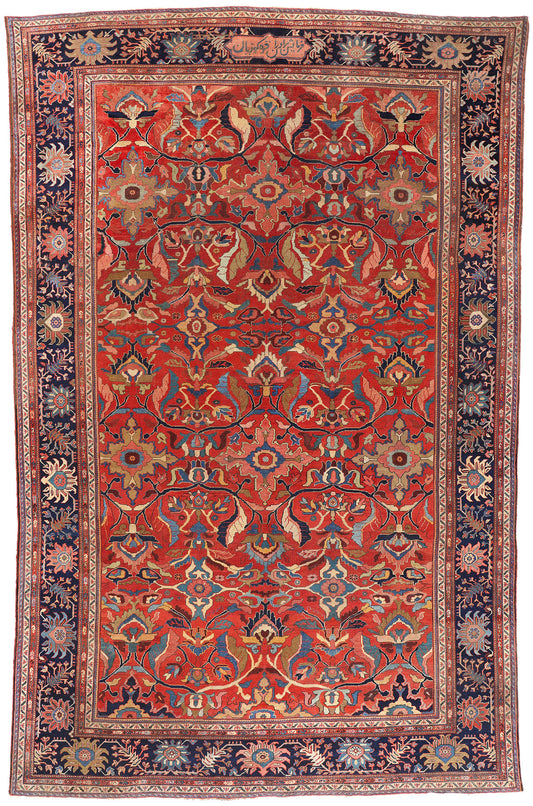 12 x 19 - Red Antique Persian Sultanabad Rug - 79678