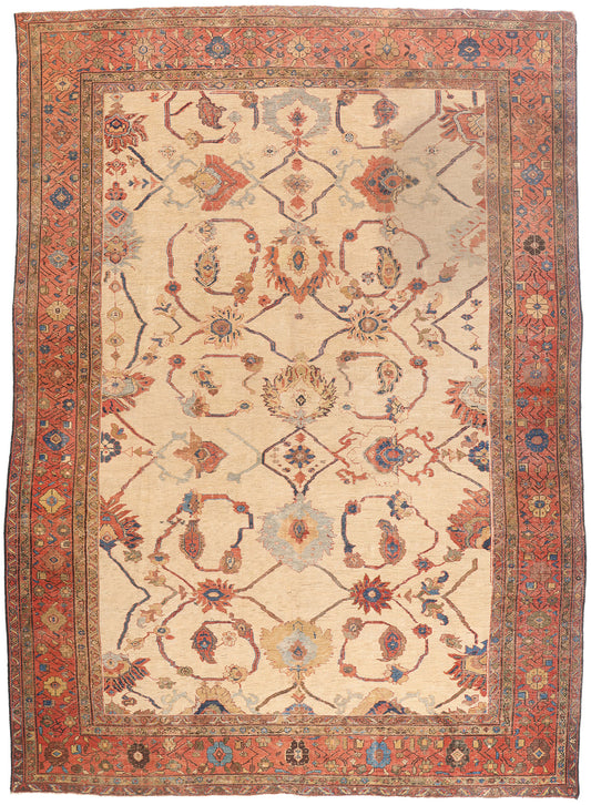 11 x 15 - Beige Antique Persian Sultanabad Rug - 79682
