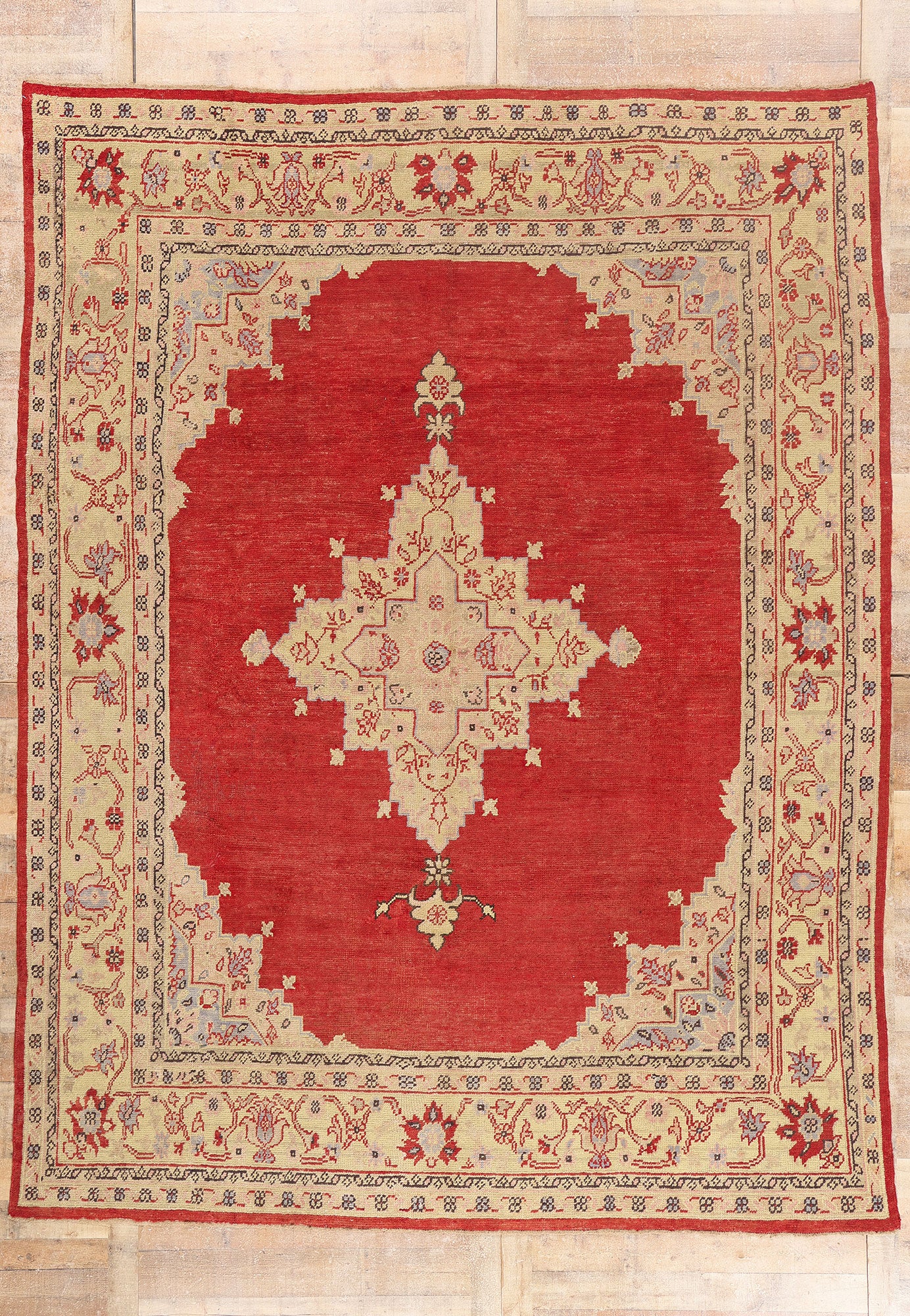 10 x 13 - Red Antique Turkish Oushak Rug - 79684
