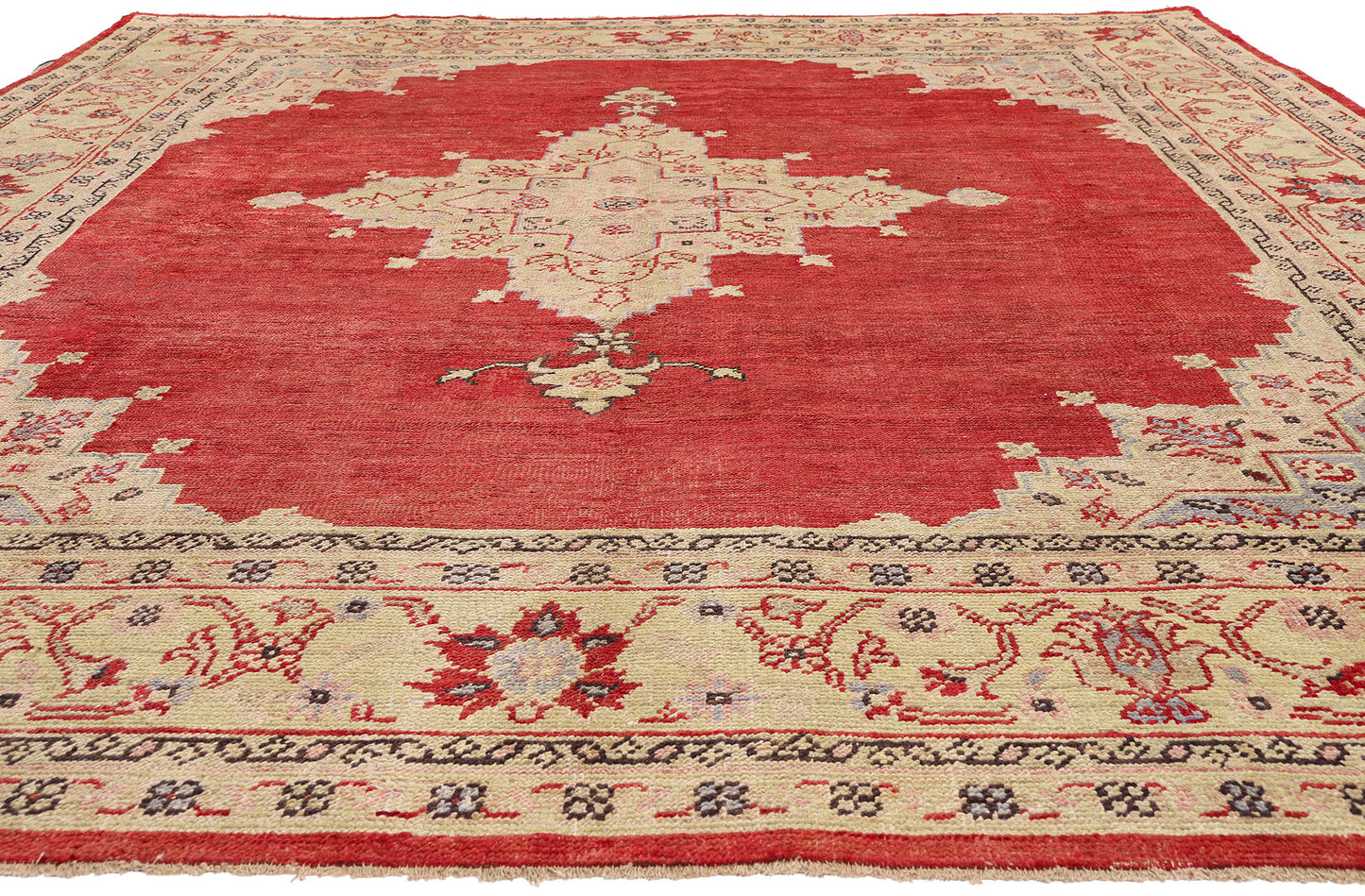 10 x 13 - Red Antique Turkish Oushak Rug - 79684
