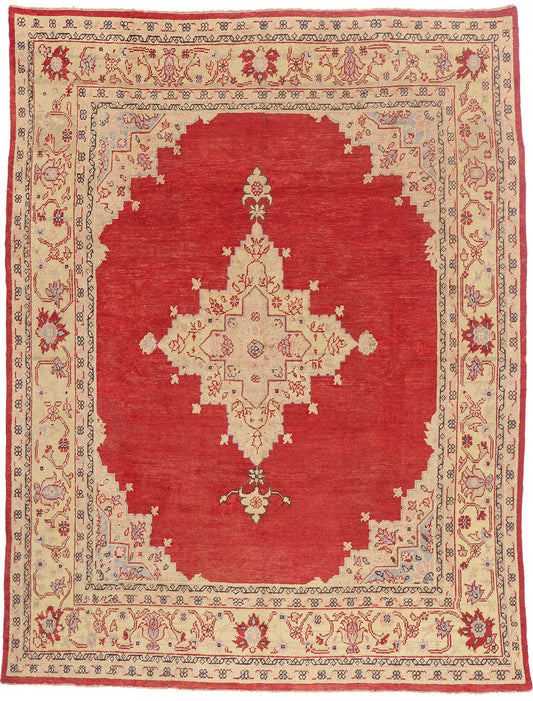 10 x 13 - Red Antique Turkish Oushak Rug - 79684