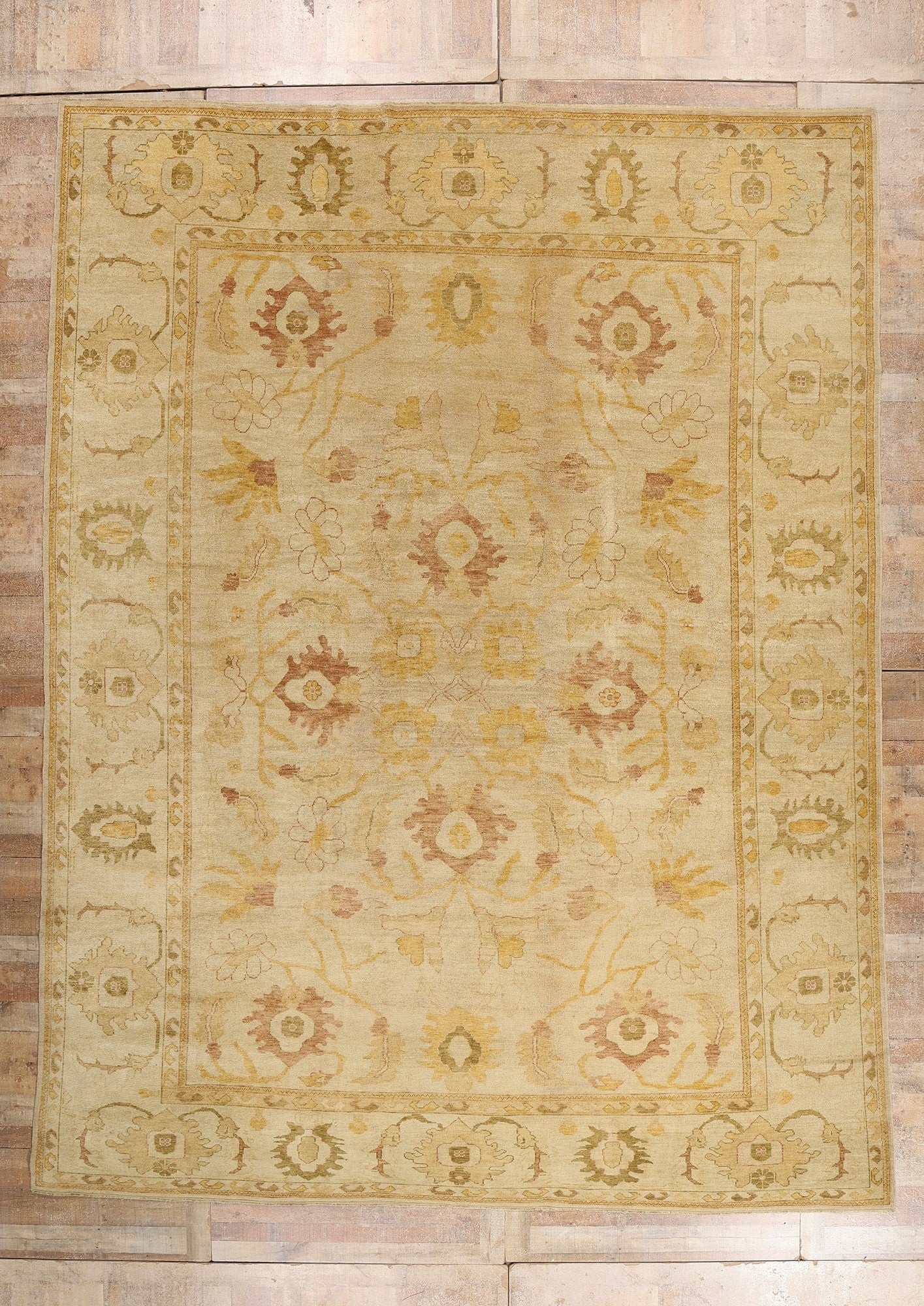 11 x 15 - Tan Vintage Turkish Oushak Rug - 79688