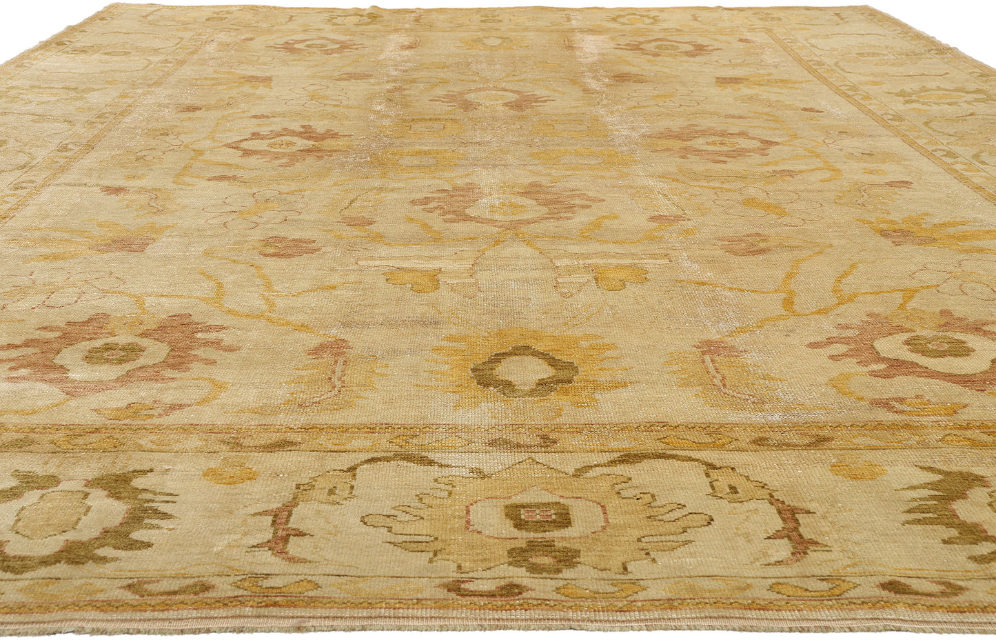 11 x 15 - Tan Vintage Turkish Oushak Rug - 79688
