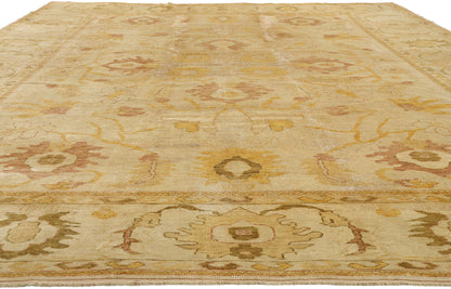 11 x 15 - Tan Vintage Turkish Oushak Rug - 79688