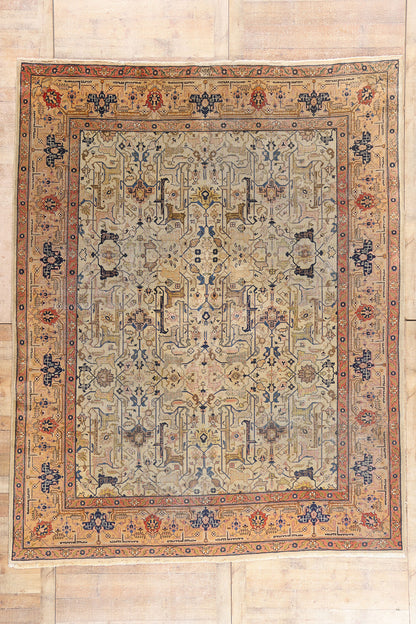 9 x 11 - Beige Antique Persian Tabriz Rug - 79690