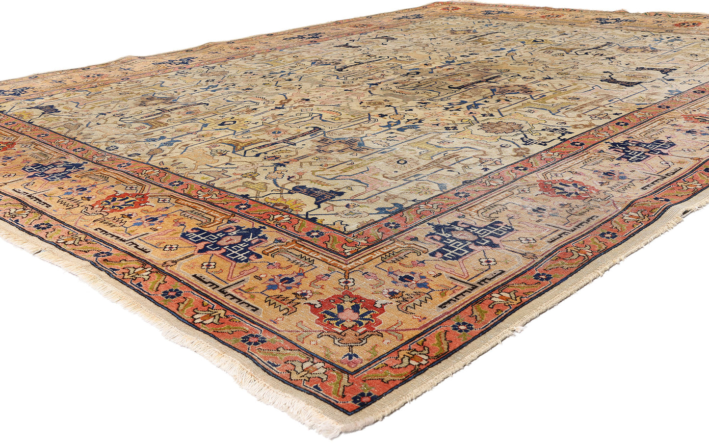 9 x 11 - Beige Antique Persian Tabriz Rug - 79690
