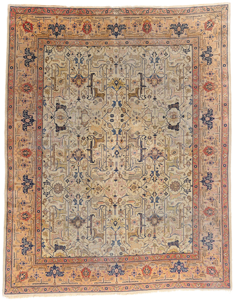 9 x 11 - Beige Antique Persian Tabriz Rug - 79690