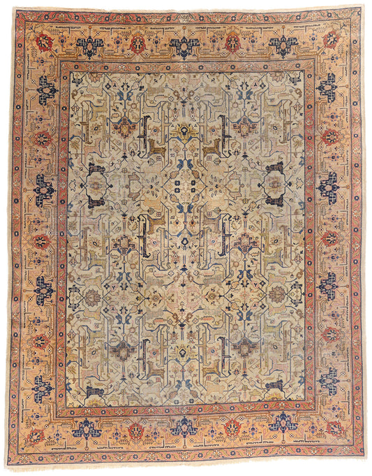 9 x 11 - Beige Antique Persian Tabriz Rug - 79690
