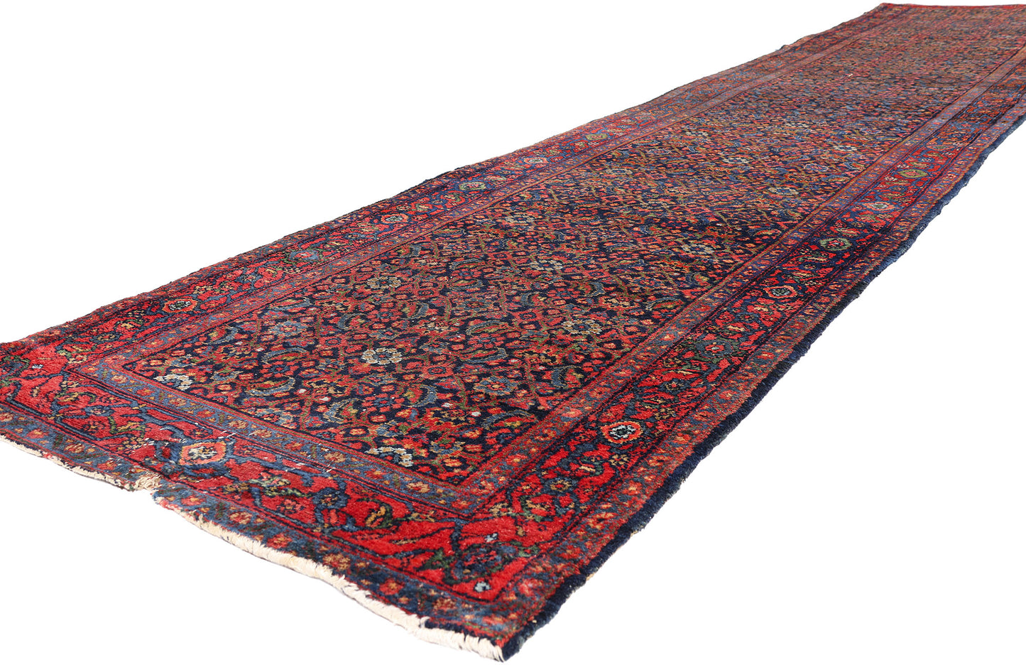 3 x 17 - Navy Blue Antique Persian Senneh Rug - 79692