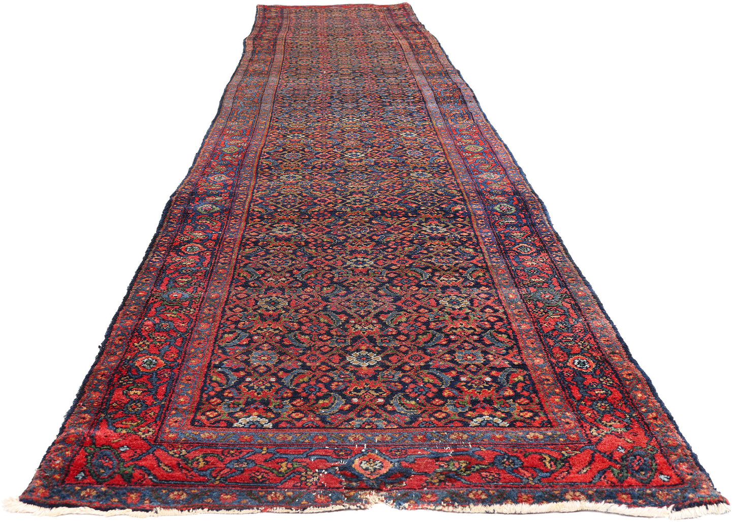 3 x 17 - Navy Blue Antique Persian Senneh Rug - 79692