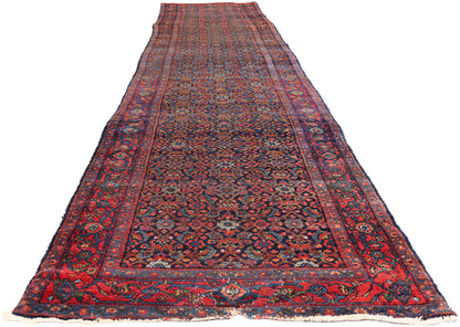 3 x 17 - Navy Blue Antique Persian Senneh Rug - 79692